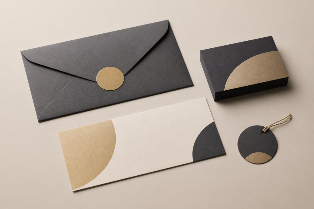 Elegancki voucher podarunkowy dla lokalnej firmy w nowoczesnej identyfikacji wizualnej